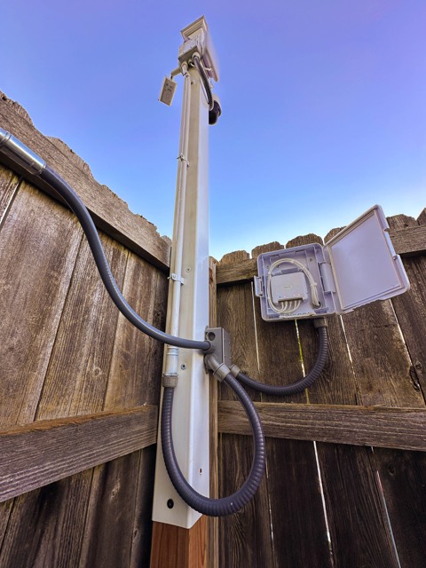 Post-mounted camera and junction box