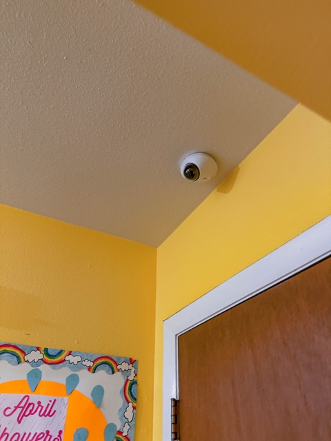 Camera above a classroom door