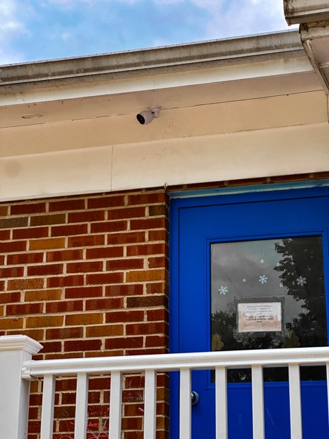 Playground camera on the building exterior