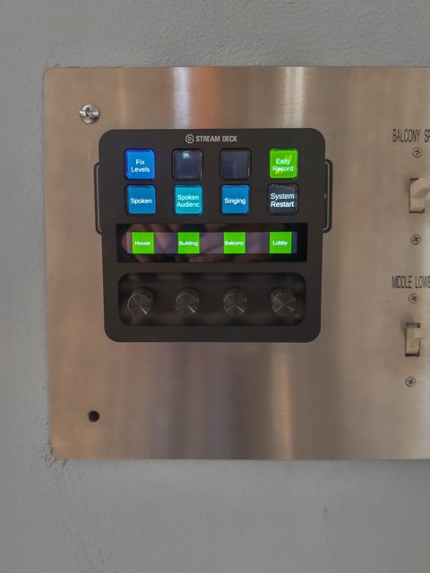 Wall-mounted control panel with labeled presets