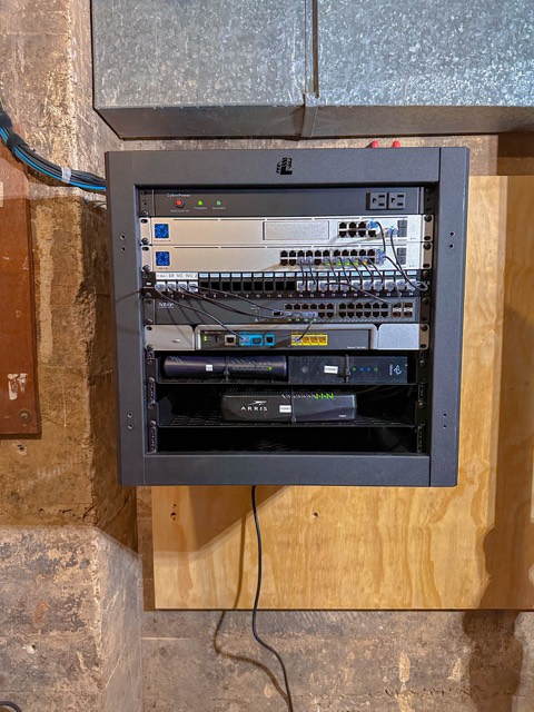 Compact rack for the sanctuary sound system