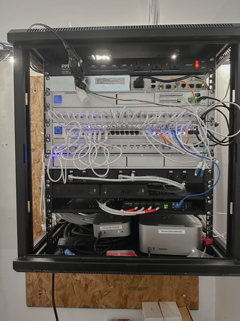 Wall cabinet with switch and patching
