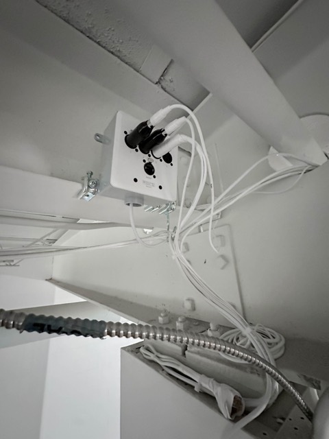 Conduit and junction box on the ceiling