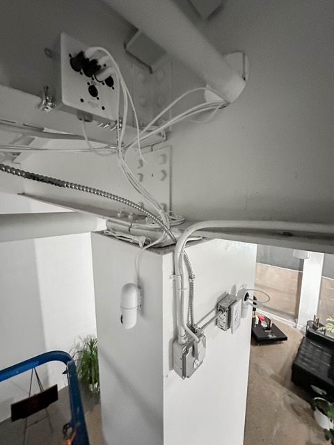 Conduit dropping to the cabinet
