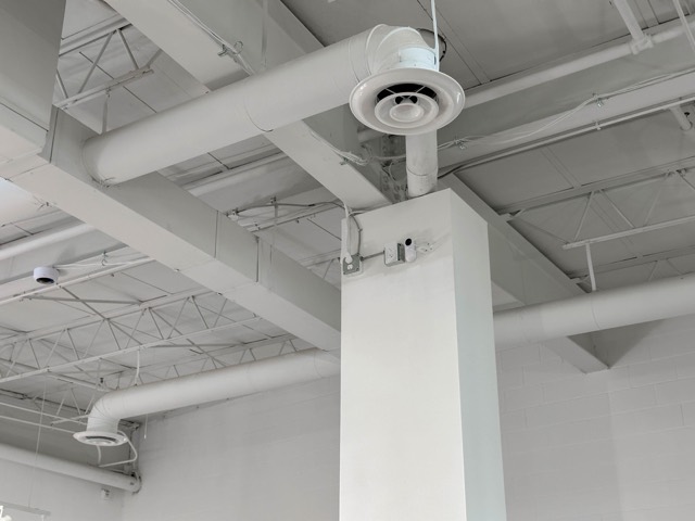 Access point mounted on a painted column