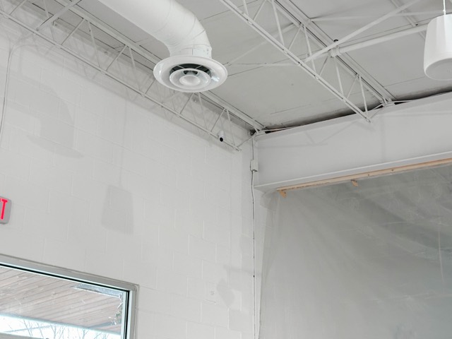 Access point on the exposed ceiling