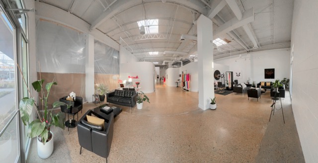 Finished studio interior with lounge seating