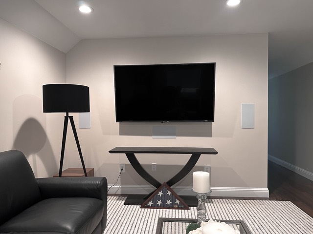 TV wall with in-wall speakers