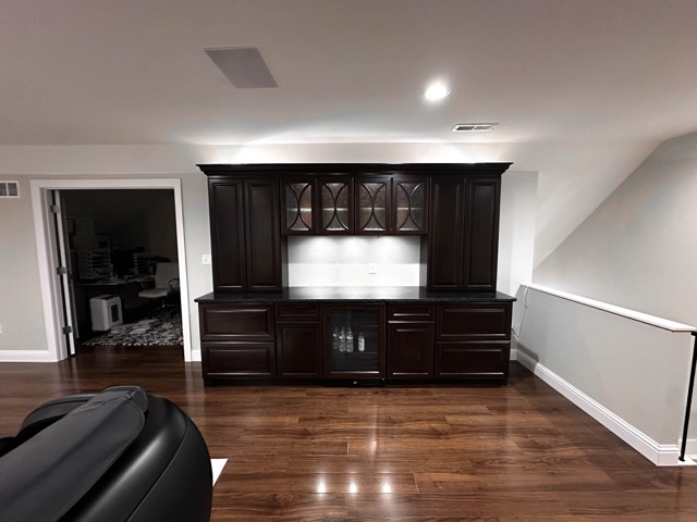 Cabinet with LED lighting added along the shelves