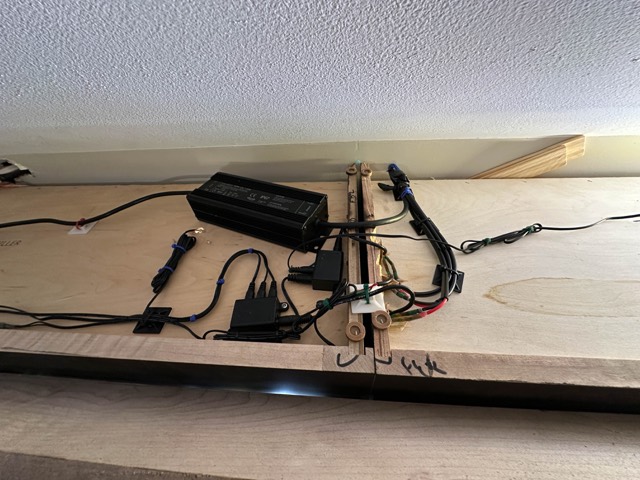 LED strip installed along the top of the cabinet