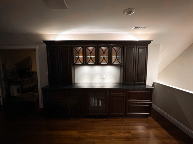 LED-lit cabinet at night