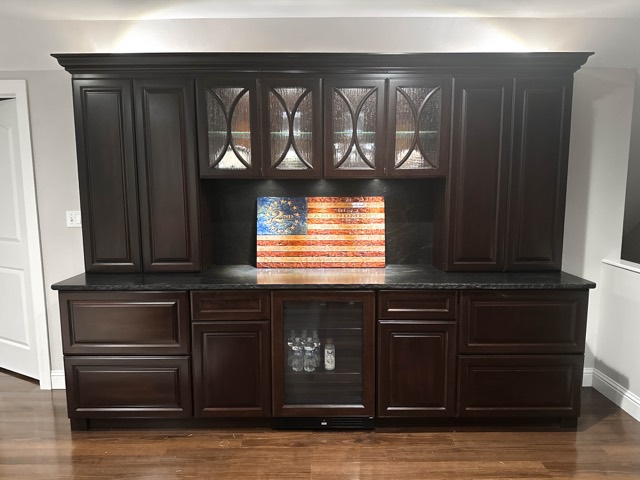 Entertainment cabinet with custom LED accent lighting