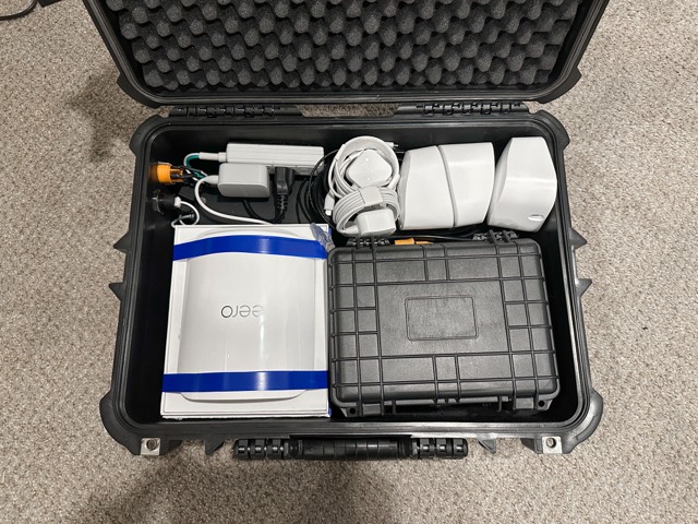 Open case with access point and battery