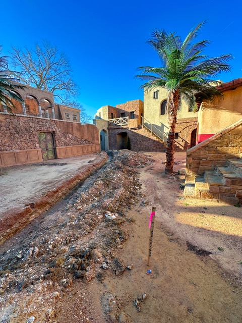 Backlot street during the conduit install