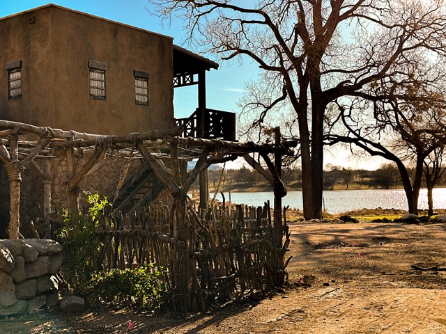 Waterfront set building in afternoon light