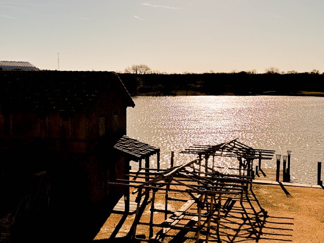 Dock set at the water's edge