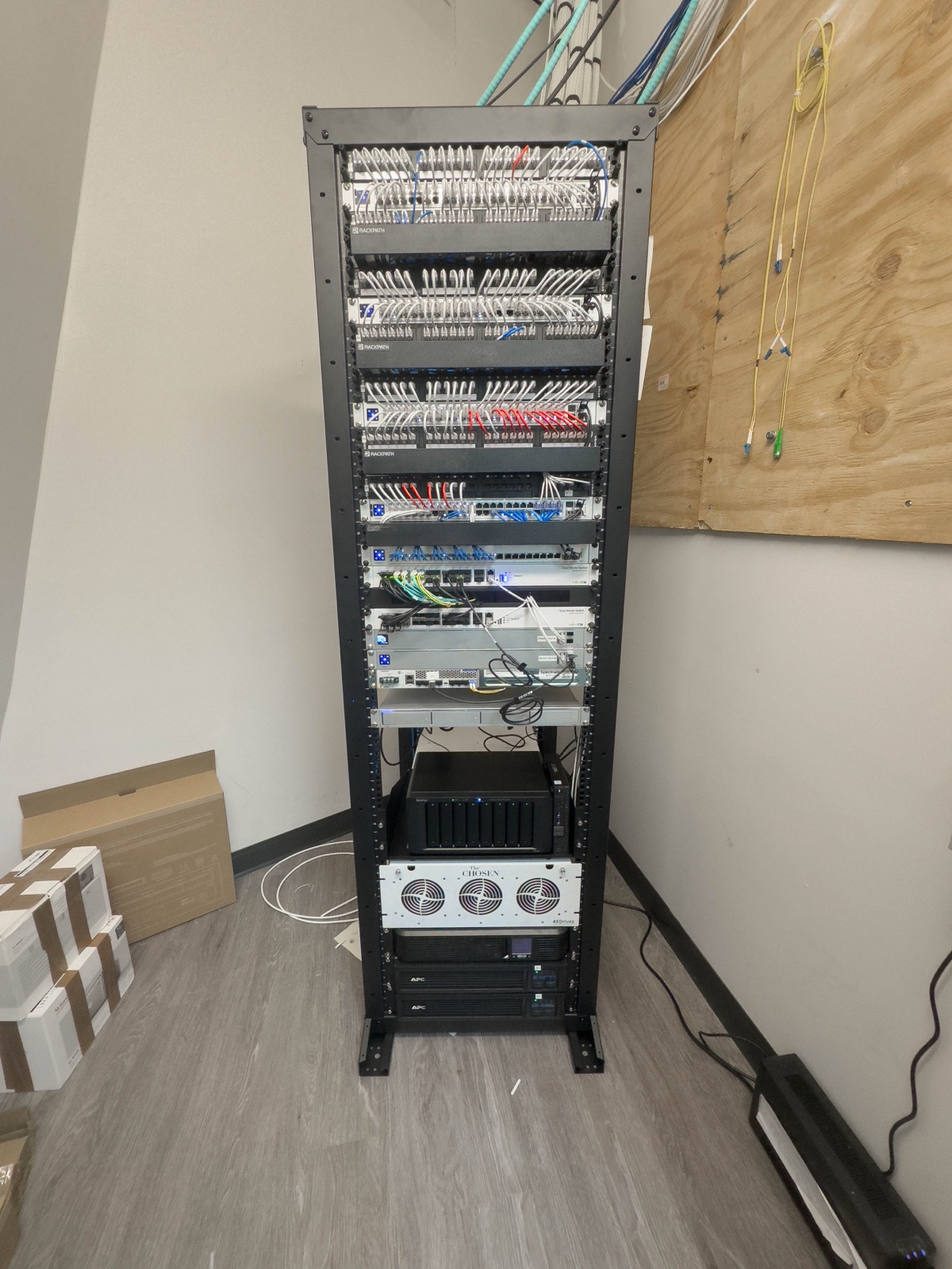 Completed campus head-end rack