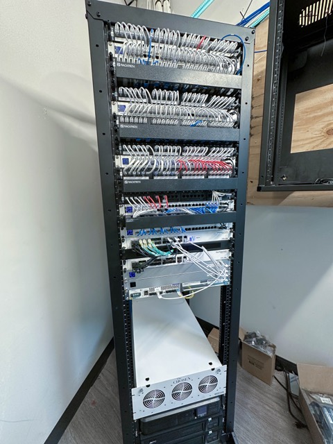 Head-end rack with patch panels and switching
