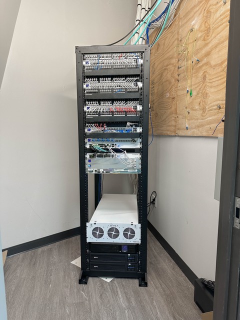 Rack detail with fiber and copper patching