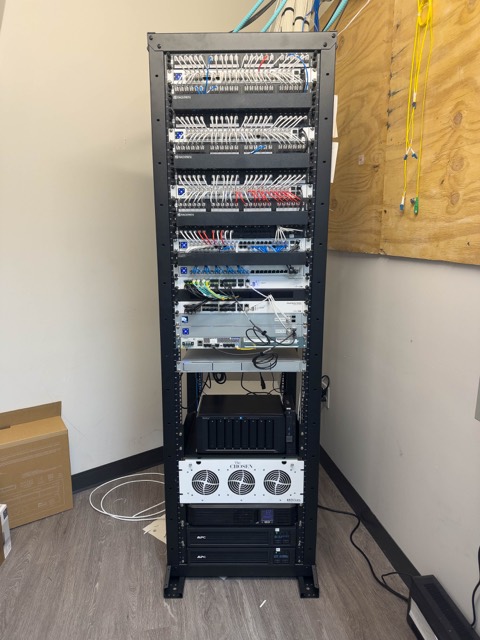 Rack from the side showing cable management