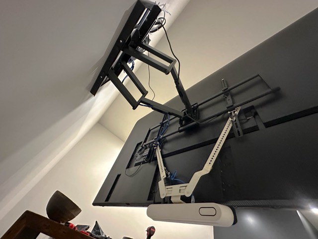 Articulating display mount before the screen goes on