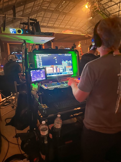 Video village monitors on the soundstage during a shoot