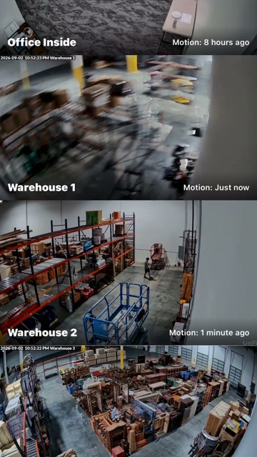 Camera coverage of the warehouse yard