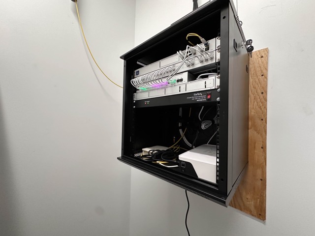 Network cabinet with the door closed
