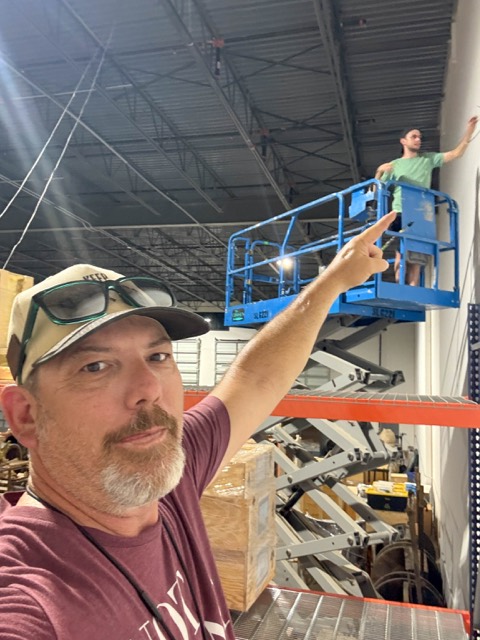 Installing cameras from a scissor lift