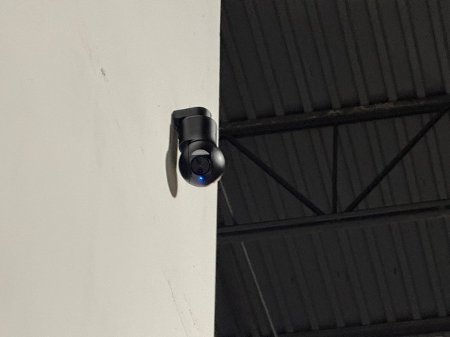 Camera under the warehouse roof trusses