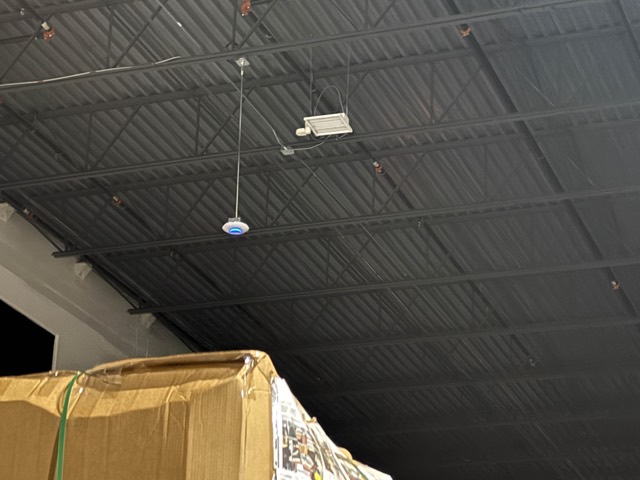 Access point hung from the roof deck