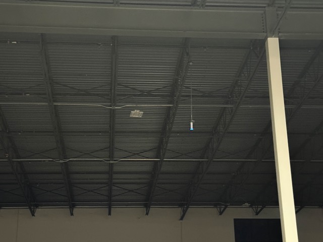 Warehouse roof deck with access point and lighting