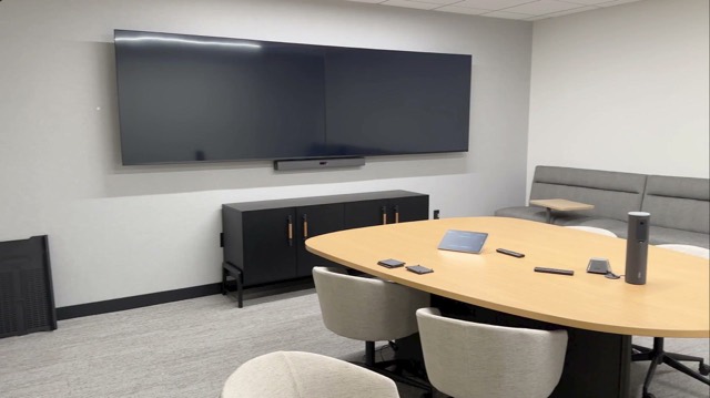 Wide walkthrough of the finished office floor