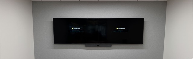 Wall display in a finished meeting room
