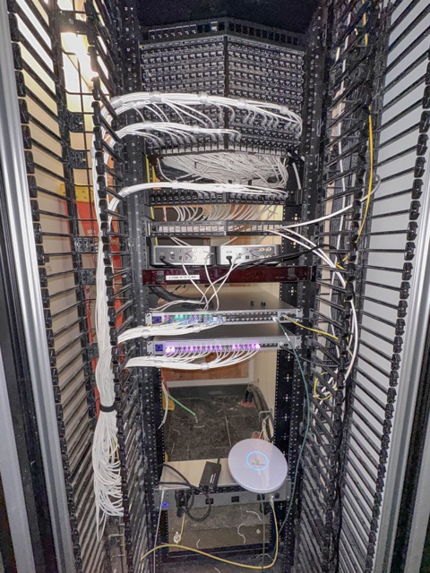 Server rack with patching complete