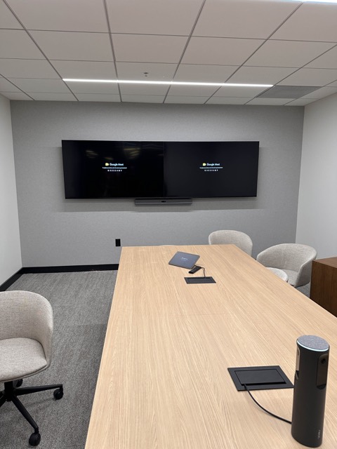 Meeting room with dual displays