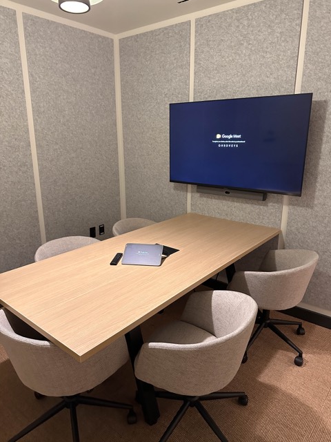 Huddle room with acoustic panels