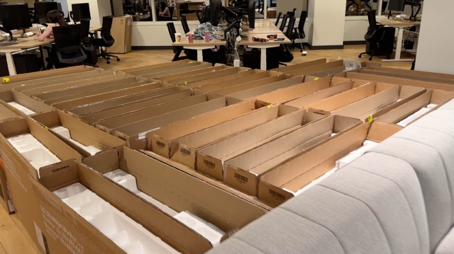 Desks unboxed for the open office